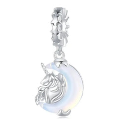 Moon Unicorn 925 Silver Charm - Multi Color