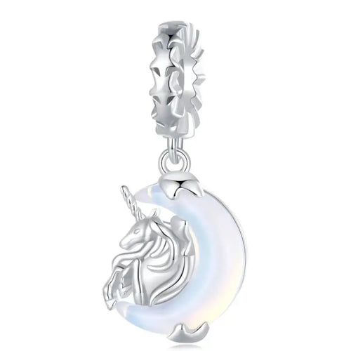 Moon Unicorn 925 Silver Charm - Multi Color