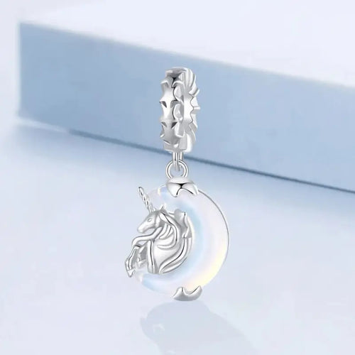 Moon Unicorn 925 Silver Charm - Multi Color