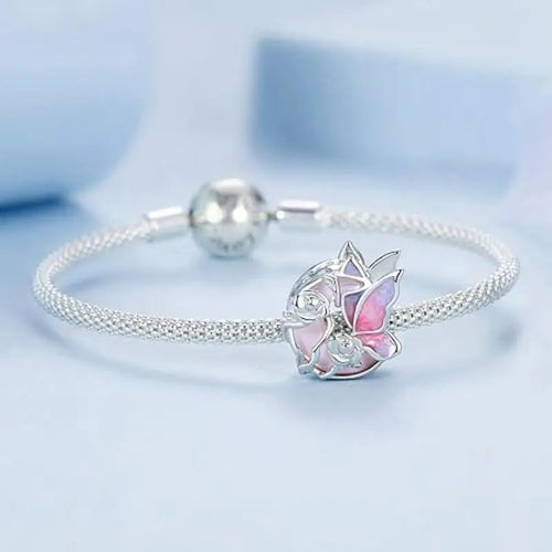 Moonlight Butterfly Charm - 925 sterling silver - Pink
