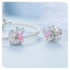 Moonlight Butterfly Charm - 925 sterling silver - Pink