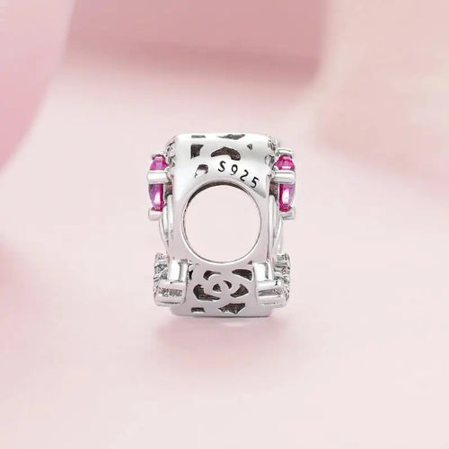 Mother and Son Hug Charm - 925 sterling silver - Pink