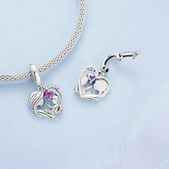 Mother and Son’s Hug Charm - 925 sterling silver - Pink