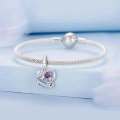 Mother and Son’s Hug Charm - 925 sterling silver - Pink