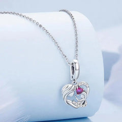 Mother and Son’s Hug Charm - 925 sterling silver - Pink