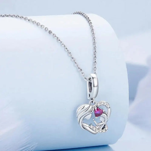 Mother and Son’s Hug Charm - 925 sterling silver - Pink
