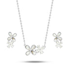 Mother Of Pearl & Zircon Flowers 925 Sterling Silver Set - fathyibrahim