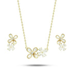Mother Of Pearl & Zircon Flowers 925 Sterling Silver Set - fathyibrahim
