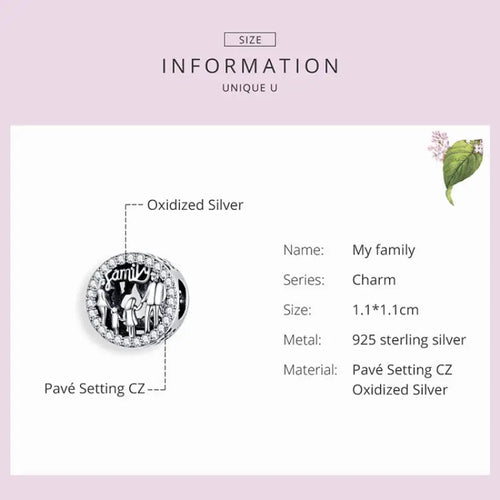 My Family 925 Silver Charm - White
