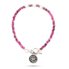 Natural Rose Quartz & Pearl Beaded Silver Bracelet with " (سعادة) Happiness" Pendant - fathyibrahim