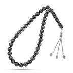 Natural Yusr Rosary inlaid with silver 33Beads - Black - Rosary