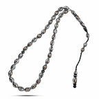 Natural Yusr Rosary inlaid with silver and Amber, 33 Beads - fathyibrahim