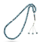 Natural Yusr Rosary Inlaid with Silver and Turquoise, 99 beads - fathyibrahim