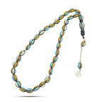 Natural Yusr Rosary inlaid with silver & Bone Turquoise & Amber 33Beads - Multi Color - Rosary