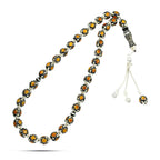 Natural Yusr Rosary inlaid with silver & Ivory and Amber, 33 Beads - fathyibrahim