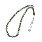 Natural Yusr Rosary inlaid with silver & Turquoise & Amber 33Beads - Multi Color - Rosary