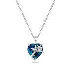 Necklace 925 Sterling Silver Designed with a butterfly and heart in blue color - Blue