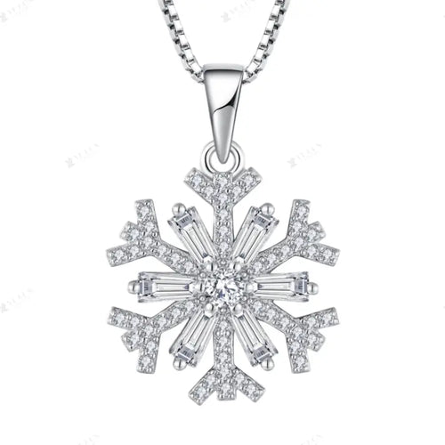 Necklace 925 Sterling Silver With a snowflake design - Transparent - NECKLACES