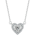 Necklace with a Moissanite Heart - 925 Sterling Silver - Transparent - NECKLACES