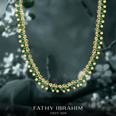 Necklace with Green Emerald Stones - 925 sterling silver - Green - NECKLACES