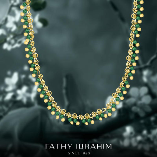 Necklace with Green Emerald Stones - 925 sterling silver - Green - NECKLACES