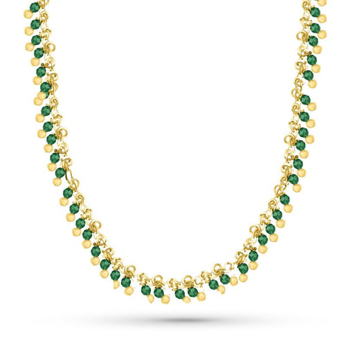 Necklace with Green Emerald Stones - 925 sterling silver - Green - NECKLACES