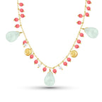 Necklace with Ruby Aquamarine and Pearl Stones 925 silver - Multi Color - NECKLACES