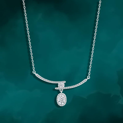 Necklace with Small Zircon Stones 925 Sterling Silver - Transparent - NECKLACES