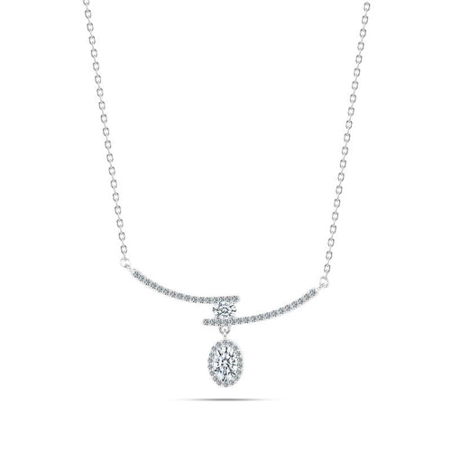 Necklace with Small Zircon Stones 925 Sterling Silver - Transparent - NECKLACES
