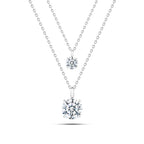 Necklace with Zircon Stones - 925 Sterling Silver - Transparent
