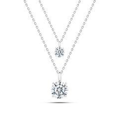 Necklace with Zircon Stones - 925 Sterling Silver - Transparent