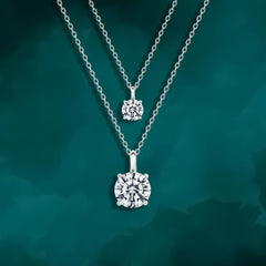 Necklace with Zircon Stones - 925 Sterling Silver - Transparent