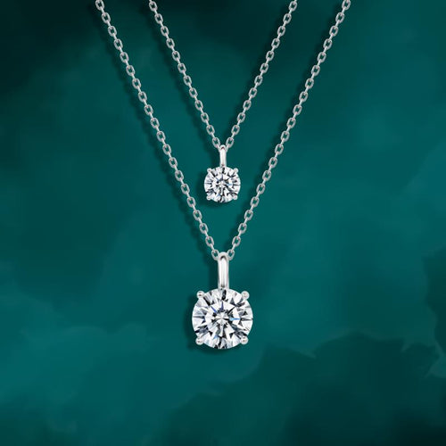 Necklace with Zircon Stones - 925 Sterling Silver - Transparent