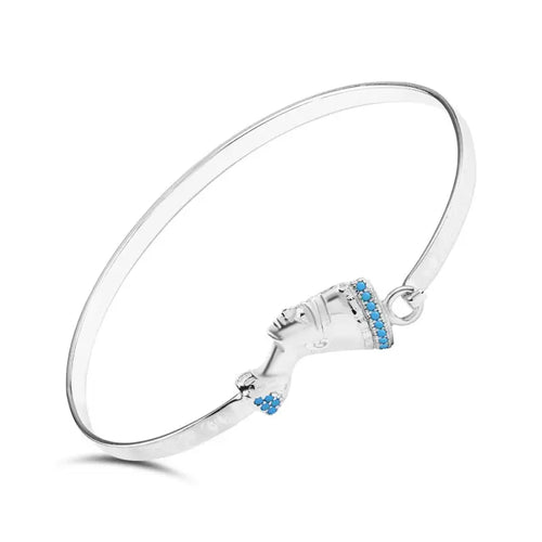 Nefertiti 925 Egyptian Silver Bangle - Turquoise - Bangels