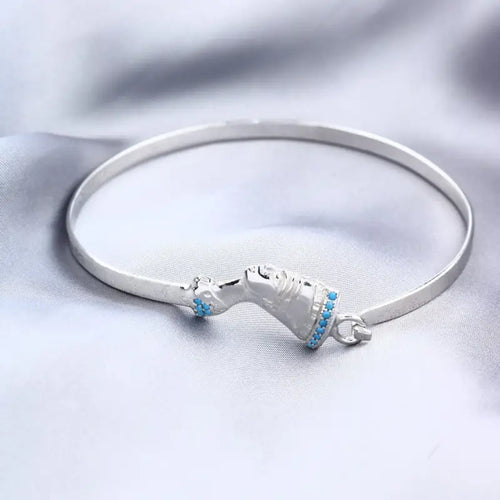 Nefertiti 925 Egyptian Silver Bangle - Turquoise - Bangels