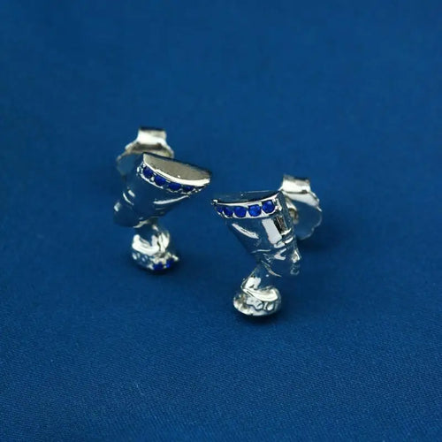 Nefertiti 925 Silver Earrings for Women - Blue - Blue - Earrings