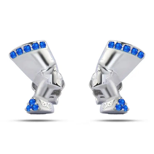 Nefertiti 925 Silver Earrings for Women - Blue - Blue - Earrings