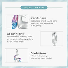 Nicorn Charm - 925 sterling silver - Multi Color