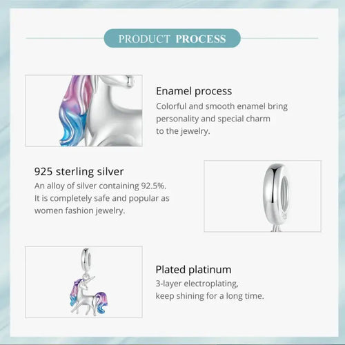 Nicorn Charm - 925 sterling silver - Multi Color