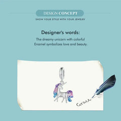 Nicorn Charm - 925 sterling silver - Multi Color