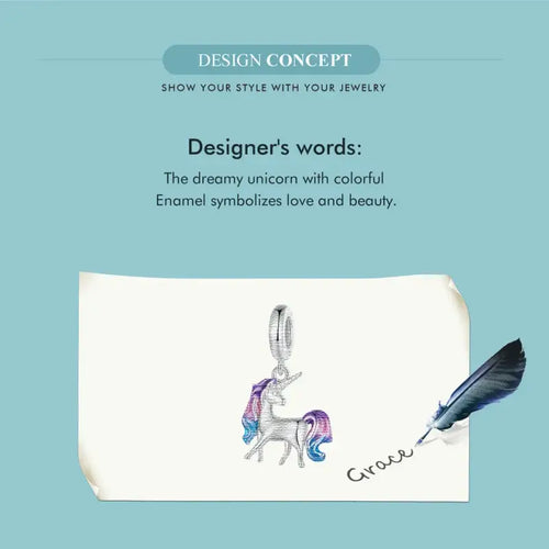 Nicorn Charm - 925 sterling silver - Multi Color