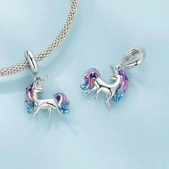Nicorn Charm - 925 sterling silver - Multi Color
