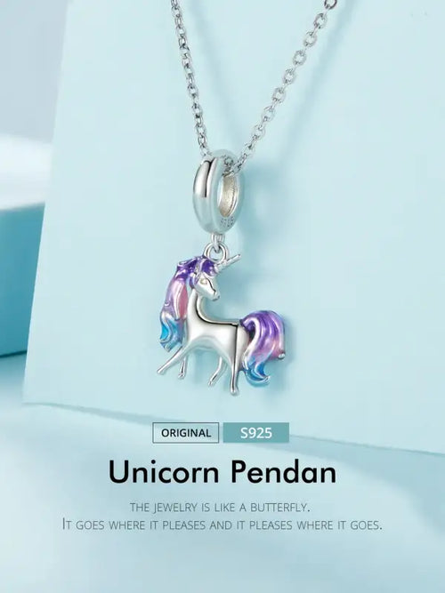 Nicorn Charm - 925 sterling silver - Multi Color