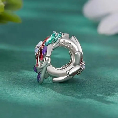 Opal charms in the shape of birds and flowers - 925 sterling silver - Multi Color