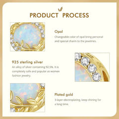 Opal Leaf Charm - 925 sterling silver - Multi Color