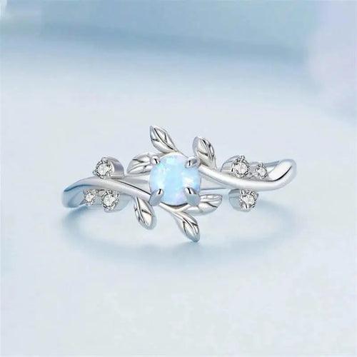 Opal Leaves 925 Silver Ring - Rings
