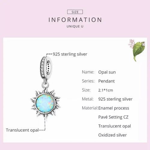 Opal Sun 925 Silver Charm - Multi Color
