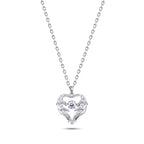 Open Heart 925 Silver Necklace - Transparent