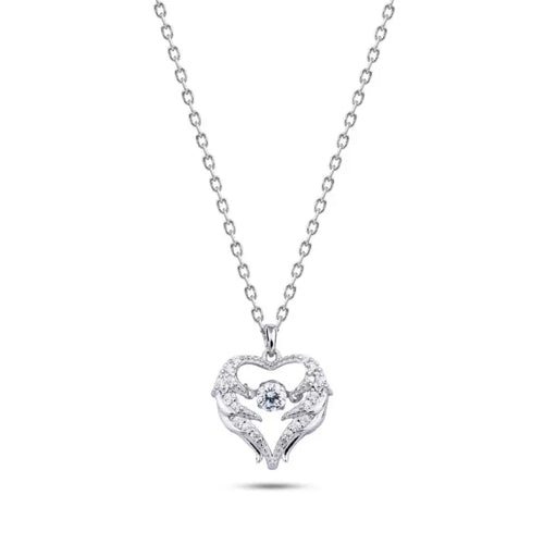 Open Heart 925 Silver Necklace - Transparent