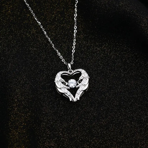 Open Heart 925 Silver Necklace - Transparent